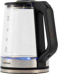 Чайник электрический Starwind SKG5778 2л. 2000Вт черный/прозрачный корпус: стекло
