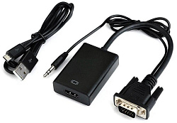 Переходник аудио-видео Premier 5-982-0.15 VGA (m)/HDMI (f)/Jack 3.5 (f) 0.2м. черный