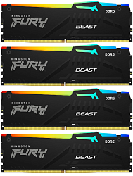 Память DDR5 4x16GB 5200MHz Kingston KF552C40BBAK4-64 Fury Beast RGB RTL Gaming PC5-41600 CL40 DIMM 288-pin 1.25В kit single rank с радиатором Ret