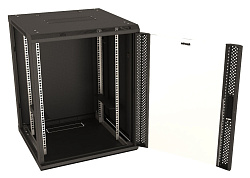 Шкаф коммутационный Hyperline (TWB-FC-1866-GP-RAL9004) настенный 18U 600x600мм пер.дв.стекл 60кг черный 920мм IP20 сталь