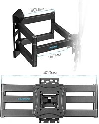 Кронштейн для телевизора Kromax CORBEL-12 титан 32"-75" макс.45кг настенный поворот и наклон