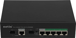Коммутатор Netis P107GS (L2) 6x1Гбит/с 1xКомбо(1000BASE-T/SFP) 2SFP 4PoE 65W неуправляемый