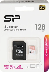 Флеш карта microSDXC 128GB Silicon Power SP128GBSTXDV3V20SP Superior + adapter