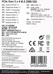 Накопитель SSD Silicon Power PCIe 3.0 x4 512GB SP512GBP34A60M28 M-Series M.2 2280