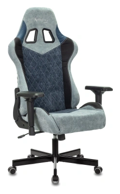 Кресло игровое Zombie VIKING 7 KNIGHT Fabric голубой ткань/эко.кожа с подголов. крестов. металл