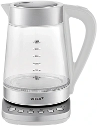 Чайник электрический Vitek VT-WK1031 1.7л. 2200Вт белый/серебристый корпус: стекло/металл/пластик