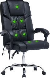 Кресло Cactus CS-CHR-OC02M-BK с вибромассажем черный экокожа крестов. сталь