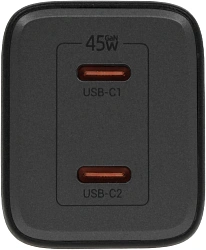 Сетевое зар./устр. Hoco N42 Elogiado 45W 3A+2.25A (PD+QC+AFC) 2xUSB type-C универсальное черный
