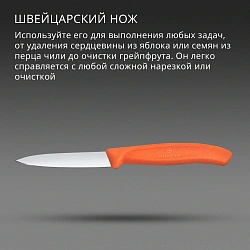Нож кухонный Victorinox Swiss Classic (6.7609.C1) для чистки овощей и фруктов лезв.80мм прямая заточка оранжевый
