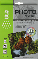 Фотобумага Cactus CS-GA523050 A5/230г/м2/50л./белый глянцевое для струйной печати