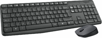 Клавиатура + мышь Logitech MK235 клав:серый мышь:серый/черный USB беспроводная Multimedia (920-007949)