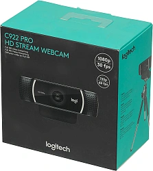 Камера Web Logitech Pro Stream C922 черный 3Mpix (1920x1080) USB2.0 с микрофоном (960-001089)