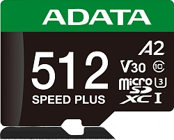Флеш карта microSDXC 512GB A-Data UD512GUI3V30A2SP-RA1 Speed Plus + adapter
