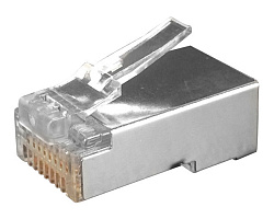 Коннектор Hyperline (PLUG-8P8C-U-C6-SH-100) FTP кат.6 RJ45 прозрачный (упак.:100шт)