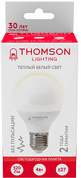 Лампа светодиодная Thomson TH-B2361 4Вт цок.:E27 шар 220B св.свеч.бел.теп. Globe (упак.:1шт)