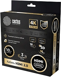 Кабель аудио-видео Cactus CS-HDMI.2-3 HDMI (m)/HDMI (m) 3м. позолоч.конт. черный