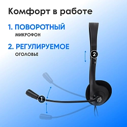 Наушники с микрофоном Оклик HS-M143VB черный 1.8м накладные оголовье (614036)