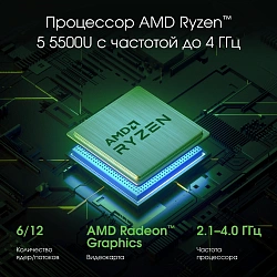 Ноутбук Digma Pro Sprint N Ryzen 5 5500U 16Gb SSD512Gb AMD Radeon Graphics 15.6" IPS FHD (1920x1080) Windows 11 Pro dk.grey WiFi BT Cam 4700mAh (DN15R5-ADXW05)