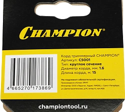 Леска для садовых триммеров Champion C5001 d=1.6мм L=15м