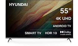 Телевизор LED Hyundai 55" H-LED55BU7009 Android TV Frameless Metal черный 4K Ultra HD 60Hz MEMC DVB-T DVB-T2 DVB-C DVB-S DVB-S2 USB WiFi Smart TV