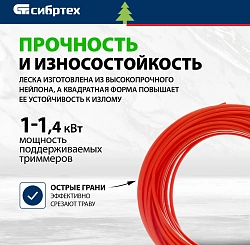 Леска для садовых триммеров Сибртех 961575 d=2.4мм L=15м