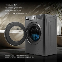 Стиральная машина Hyundai WMA8407 класс: A+++ загр.фронтальная макс.:8кг темно-серый инвертор