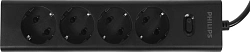 Сетевой фильтр Philips CHP2145BB/51 3м (4 розетки) черный (коробка)