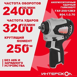 Гайковерт Интерскол ГАУ-250/12ВЭ аккум. патрон:квад.3/8" (804.1.0.70)
