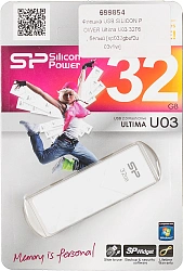 Флеш Диск Silicon Power 32Gb Ultima U03 SP032GBUF2U03V1W USB2.0 белый