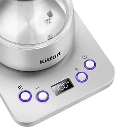 Чайник электрический Kitfort КТ-8707 0.8л. 1300Вт нержавеющая сталь/черный корпус: Металл/стекло/пластик