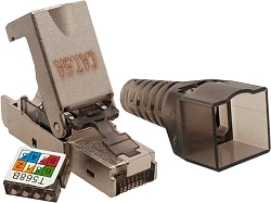 Коннектор Suprlan (10-0240-1) STP кат.6A RJ45 с защитным колпачком серый