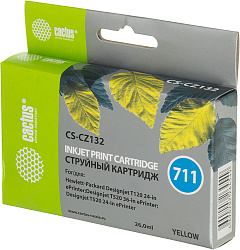Картридж струйный Cactus CS-CZ132 №711 желтый (26мл) для HP DJ T120/T520/530 с чипом
