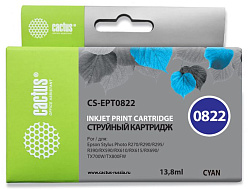 Картридж струйный Cactus CS-EPT0822 T0822 голубой (13.8мл) для Epson Stylus Photo R270/290/RX590 с чипом