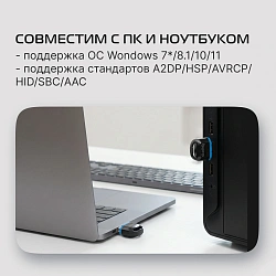 Адаптер USB Buro BU-BT601 Bluetooth V6.0 EDR+ BLE class 2 20м черный