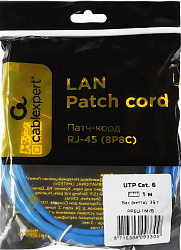 Патч-корд Premier PP6U-1M/B 10000Гбит/с UTP 4 пары cat.6 CCA molded 1м синий RJ-45 (m)-RJ-45 (m)