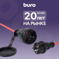 Сетевой удлинитель Buro BU-PS1.10/R 10м (1 розетка) красный (коробка)