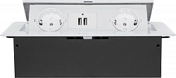Розетка Cactus CS-SOCKET-EU/USBA-WH для столешницы 26.5x11.8x6.5см белый