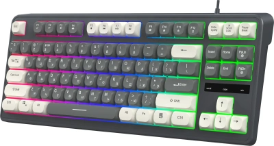 Клавиатура Оклик 711G серый/белый USB Multimedia for gamer LED (1790385)