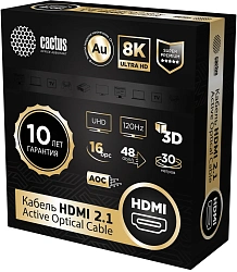 Кабель аудио-видео Cactus CS-HDMI-AOC-2.1-30 HDMI (m)/HDMI (m) 30м. позолоч.конт. черный