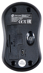 Мышь Оклик 605SW черный оптическая 1200dpi беспров. USB для ноутбука 3but (384108)