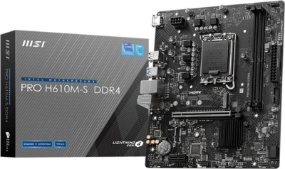 Материнская плата MSI PRO H610M-S DDR4 Soc-1700 Intel H610 2xDDR4 mATX AC`97 8ch(7.1) GbLAN+HDMI