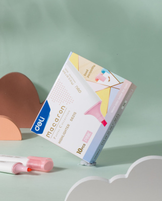 Набор текстовыделителей Deli ES621SPINK-P Macaron скошенный пиш. наконечник 1-5мм розовый (10шт.)