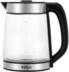Чайный набор Kitfort КТ-6736 2л. 1530Вт черный/нержавеющая сталь корпус: стекло/металл/пластик