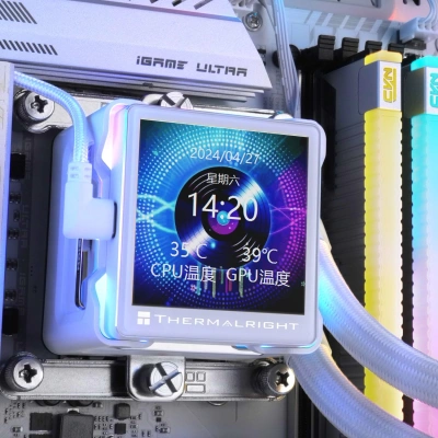 Система водяного охлаждения Thermalright Elite Vision 360 ARGB Soc-AM5/AM4/1200/1700/1851 белый 4-pin 29.4dB Al LCD Ret (E-VISION-360-WH-ARGB)