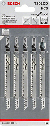 Набор пилок по дереву Bosch T 301 CD 5пред. (лобзики)