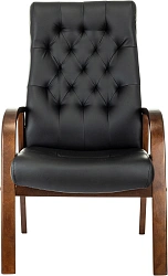 Кресло Бюрократ T-9928WALNUT-CF черный кожа на ножках дерево