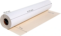 Холст Cactus CS-MC340-61015 610мм-15м/340г/м2/белый хлопок для струйной печати втулка:50.8мм (2")