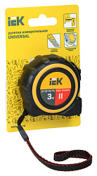 Рулетка строительная IEK Universal дл.полотна 3м изм.шкала в см зацеп простой черный/желтый (TIR10-1-003)