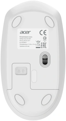 Клавиатура + мышь Acer OCC401 клав:белый мышь:белый USB беспроводная (ZL.ACCCC.017)
