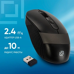 Мышь Оклик 310MW черный/серый оптическая 3200dpi беспров. USB для ноутбука 4but (1869088)